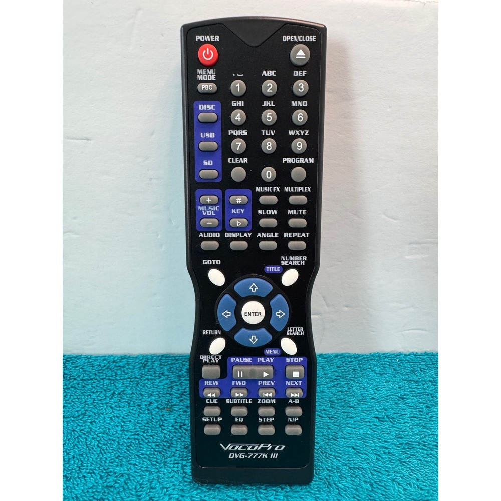 VocoPro DVG-777K‎ III Remote Control for Multi Format Karaoke Player Black